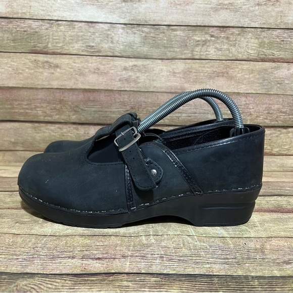 Sanita Shoes - Sanita Black Leather Mary Jane Clogs